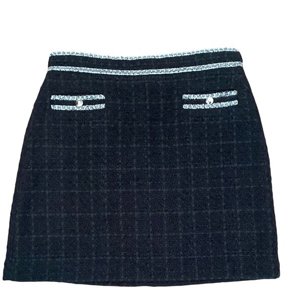 Ann Taylor Black Tweed Button Pocket Skirt Size 8 - Picture 3 of 14